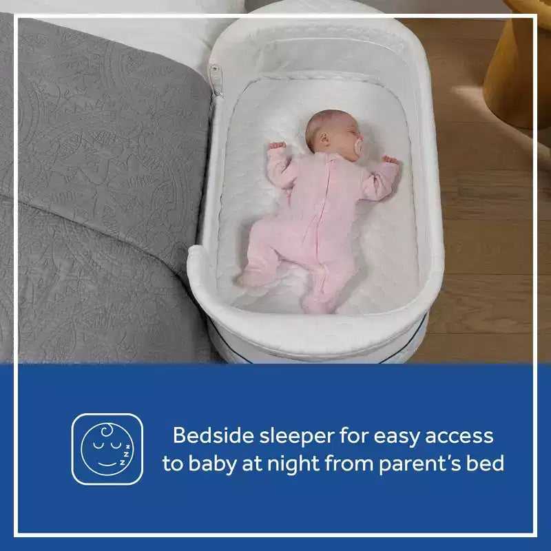 2-in-1 Bassinet & Bedside Sleeper: Adjustable Height, Storage Bin/Shelf, Steel Frame