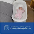 2-in-1 Bassinet & Bedside Sleeper: Adjustable Height, Storage Bin/Shelf, Steel Frame