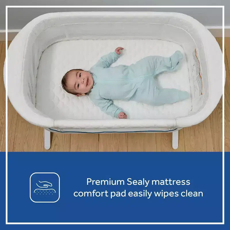2-in-1 Bassinet & Bedside Sleeper: Adjustable Height, Storage Bin/Shelf, Steel Frame