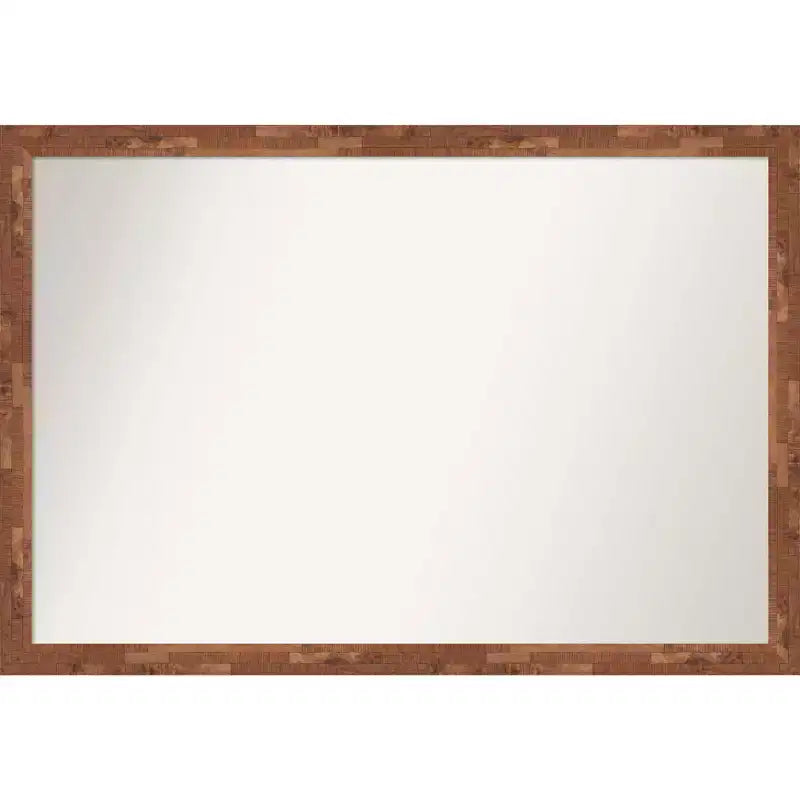 39" x 27" Non-Beveled Fresco Wood Bathroom Wall Mirror Light Pecan Brown - Amanti Art: Wall Mounted, Includes Hardware