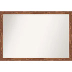 39" x 27" Non-Beveled Fresco Wood Bathroom Wall Mirror Light Pecan Brown - Amanti Art: Wall Mounted, Includes Hardware