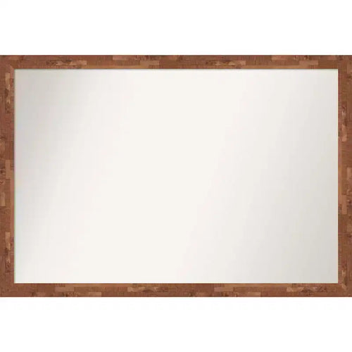 39" x 27" Non-Beveled Fresco Wood Bathroom Wall Mirror Light Pecan Brown - Amanti Art: Wall Mounted, Includes Hardware