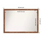 38.5" x 26.5" Non-Beveled Wood Bathroom Wall Mirror Light Pecan Brown - Wall Mounted, Includes Hardware
