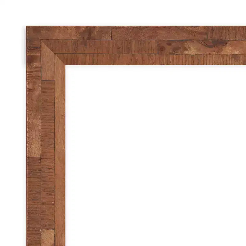 38.5" x 26.5" Non-Beveled Wood Bathroom Wall Mirror Light Pecan Brown - Wall Mounted, Includes Hardware