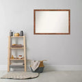 38.5" x 26.5" Non-Beveled Wood Bathroom Wall Mirror Light Pecan Brown - Wall Mounted, Includes Hardware