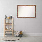 38.5" x 26.5" Non-Beveled Wood Bathroom Wall Mirror Light Pecan Brown - Wall Mounted, Includes Hardware