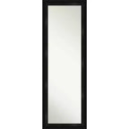18" x 52" Non-Beveled Grand Black Narrow Full Length on The Door Mirror - Amanti Art: Includes Mounting Hardware, Polystyrene Frame