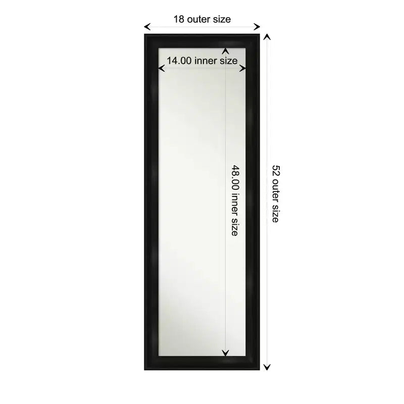 18" x 52" Non-Beveled Full Length Door & Wall Mirror with Black Narrow Frame