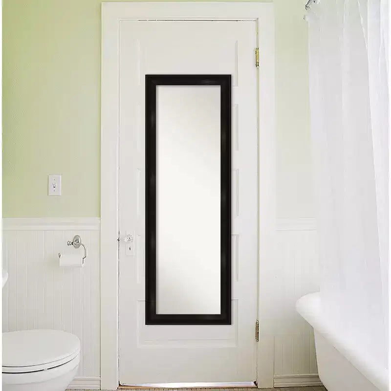 18" x 52" Non-Beveled Full Length Door & Wall Mirror with Black Narrow Frame