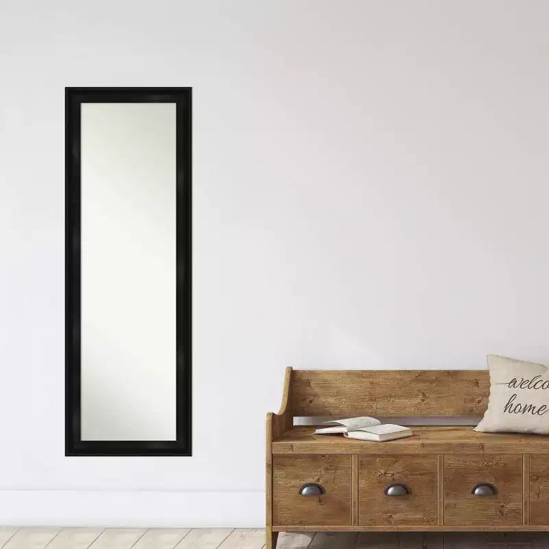 18" x 52" Non-Beveled Full Length Door & Wall Mirror with Black Narrow Frame