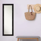18" x 52" Non-Beveled Full Length Door & Wall Mirror with Black Narrow Frame