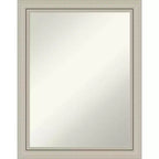 22" x 28" Non-Beveled Romano Silver Narrow Wood Wall Mirror - Amanti Art: Modern Rectangular Design, Includes Mount Hardware