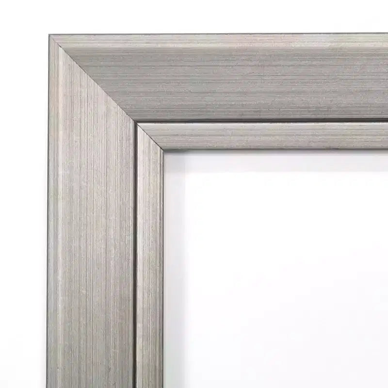 22" x 28" Non-Beveled Silver Narrow Wood Wall Mirror - Modern Rectangular Design, Includes Mount Hardware