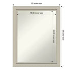 22" x 28" Non-Beveled Silver Narrow Wood Wall Mirror - Modern Rectangular Design, Includes Mount Hardware