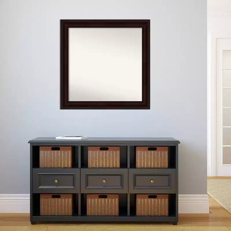 31" x 31" Non-Beveled Coffee Bean Brown Wall Mirror
