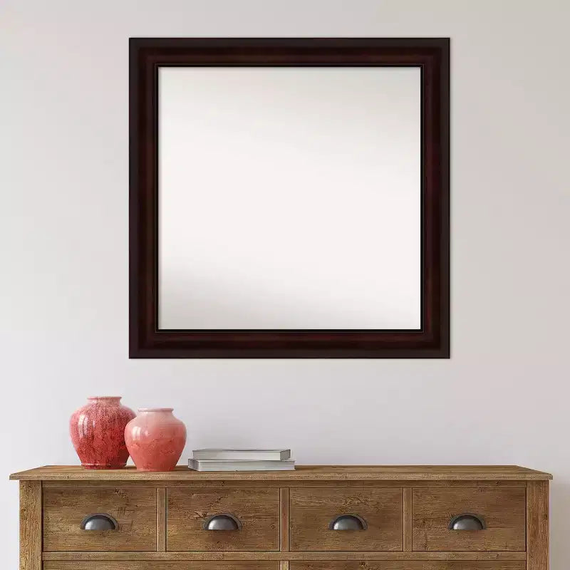 31" x 31" Non-Beveled Coffee Bean Brown Wall Mirror
