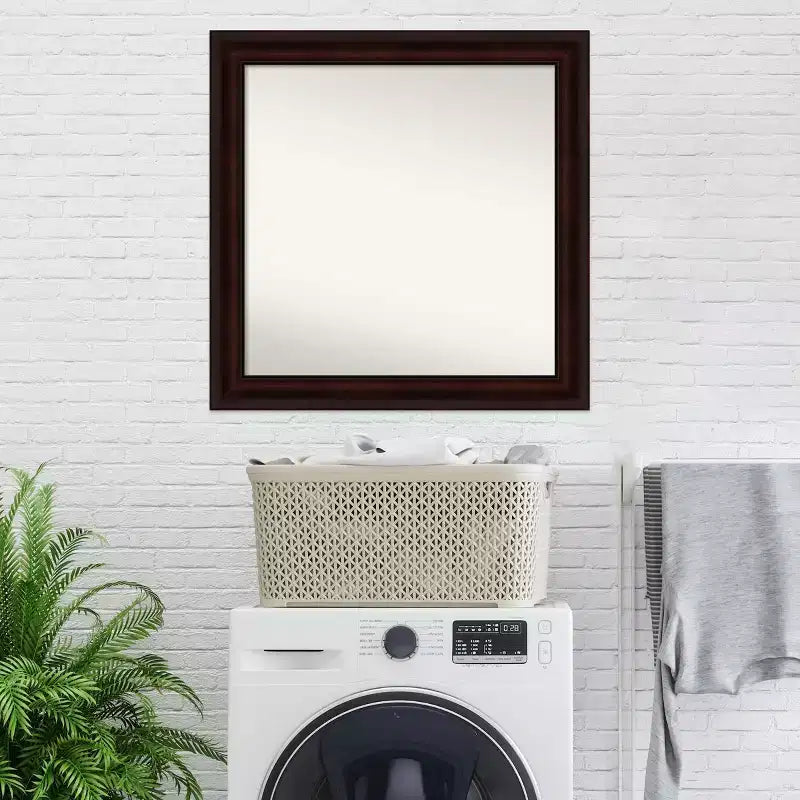 31" x 31" Non-Beveled Coffee Bean Brown Wall Mirror