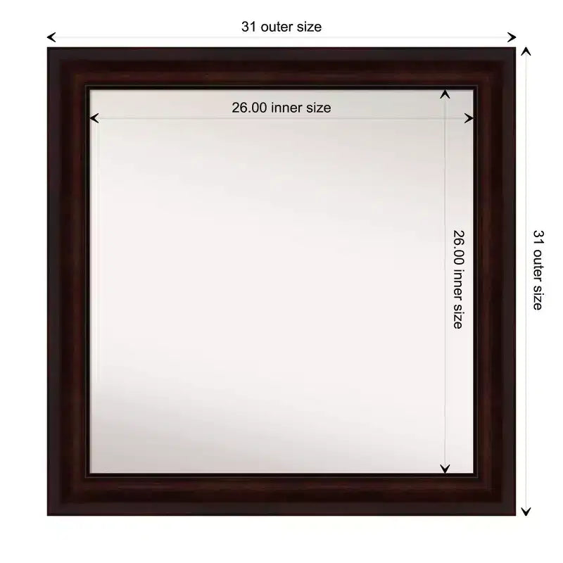 31" x 31" Non-Beveled Coffee Bean Brown Wall Mirror