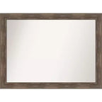 43" x 32" Non-Beveled Hardwood Mocha Wood Wall Mirror - Amanti Art: Modern Rectangular Design, Includes Mounting Hardware