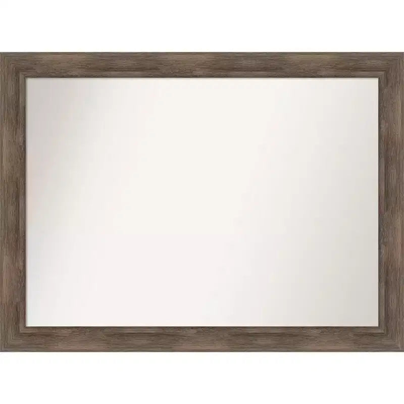 43" x 32" Non-Beveled Hardwood Mocha Wood Wall Mirror - Amanti Art: Modern Rectangular Design, Includes Mounting Hardware