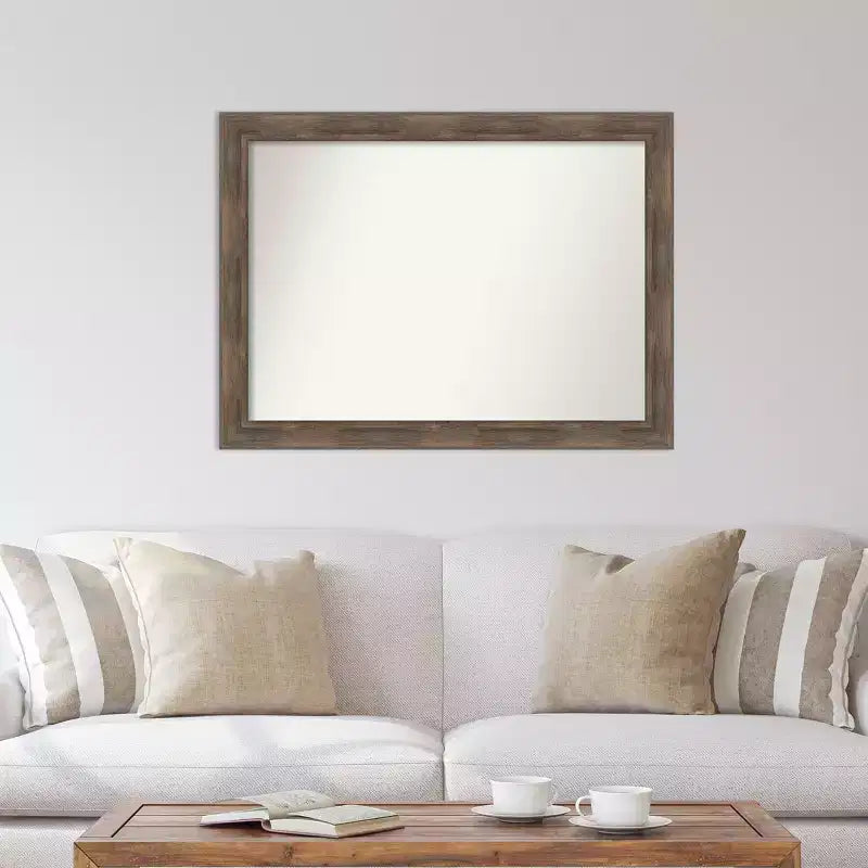 43" x 32" Non-Beveled Wood Wall Mirror - Modern Rectangular Design, Includes Mounting Hardware