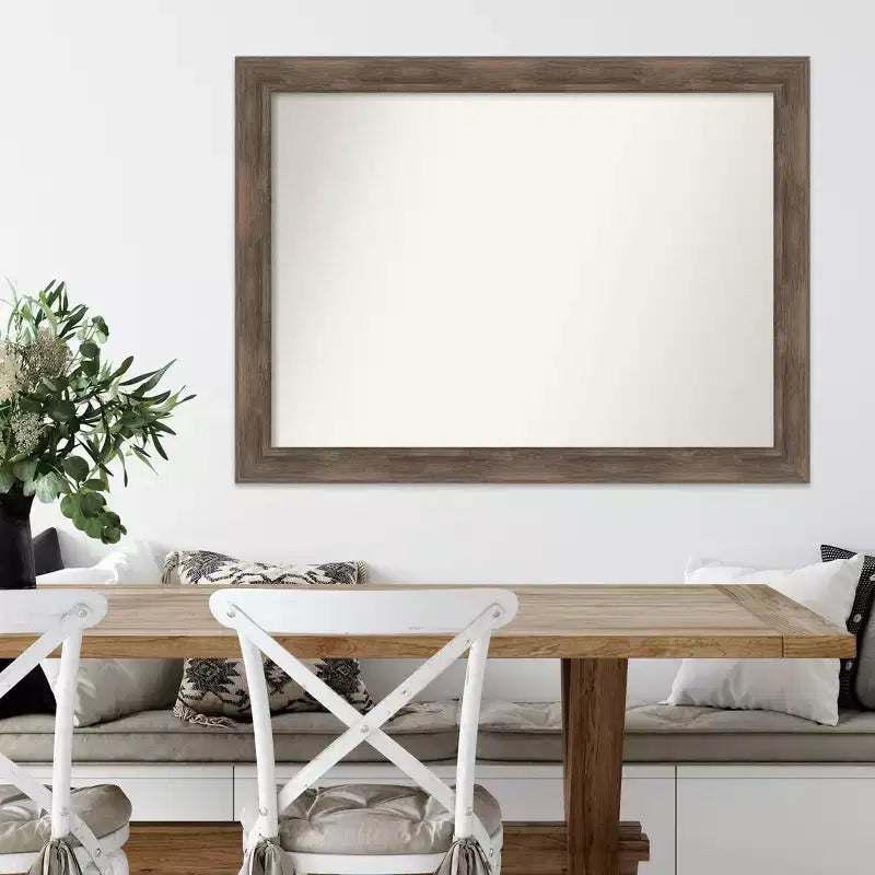 43" x 32" Non-Beveled Wood Wall Mirror - Modern Rectangular Design, Includes Mounting Hardware