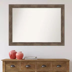 43" x 32" Non-Beveled Wood Wall Mirror - Modern Rectangular Design, Includes Mounting Hardware