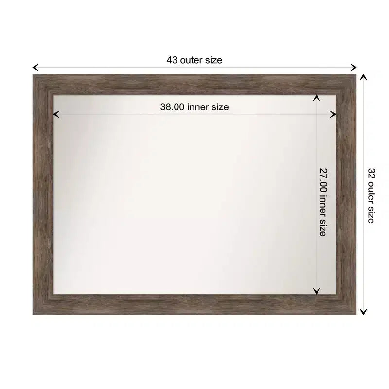 43" x 32" Non-Beveled Wood Wall Mirror - Modern Rectangular Design, Includes Mounting Hardware