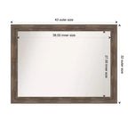 43" x 32" Non-Beveled Wood Wall Mirror - Modern Rectangular Design, Includes Mounting Hardware