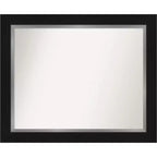 34" x 28" Non-Beveled Eva Black Silver Wall Mirror - Amanti Art: Modern Rectangle, Polystyrene Frame