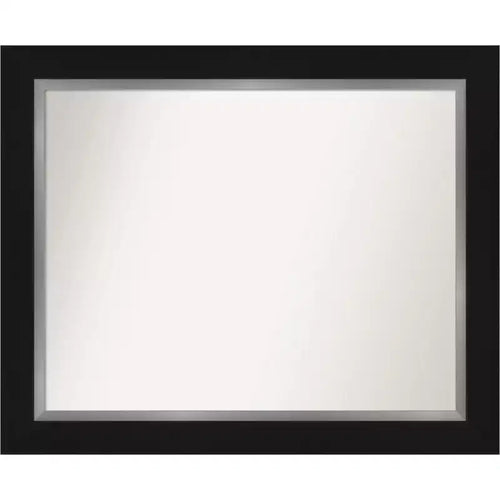 34" x 28" Non-Beveled Eva Black Silver Wall Mirror - Amanti Art: Modern Rectangle, Polystyrene Frame