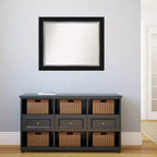 34" x 28" Non-Beveled Eva Black Silver Wall Mirror - Amanti Art: Modern Rectangle, Polystyrene Frame