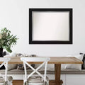 34" x 28" Non-Beveled Eva Black Silver Wall Mirror - Amanti Art: Modern Rectangle, Polystyrene Frame