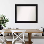 34" x 28" Non-Beveled Eva Black Silver Wall Mirror - Amanti Art: Modern Rectangle, Polystyrene Frame