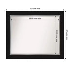34" x 28" Non-Beveled Eva Black Silver Wall Mirror - Amanti Art: Modern Rectangle, Polystyrene Frame