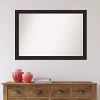 40"x28" Non-Beveled Narrow Bathroom Wall Mirror Espresso
