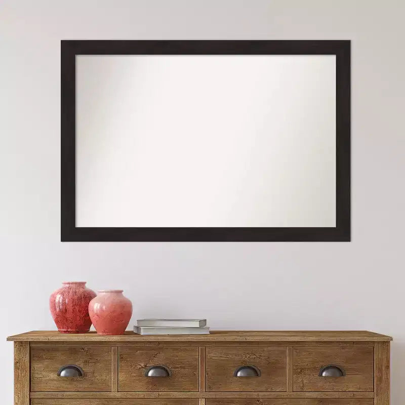 40"x28" Non-Beveled Narrow Bathroom Wall Mirror Espresso