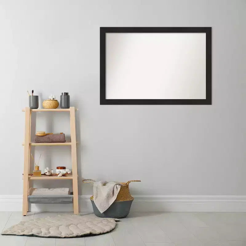 40"x28" Non-Beveled Narrow Bathroom Wall Mirror Espresso