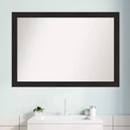40"x28" Non-Beveled Narrow Bathroom Wall Mirror Espresso