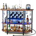MAYEERTY Gray LED Home Bar Cabinet with Sliding Metal Frame, for Home Wine Storage