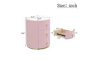 Elegant 3-Drawer Nightstand with Marbling Top, Upholstered Small Side Table, End Table for Bedroom, Round Bedside Table with Metal Handles
