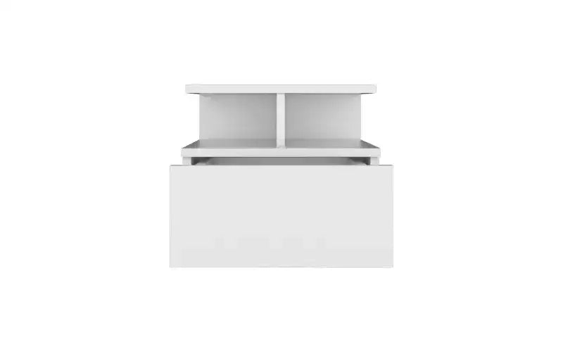 Wall-Mounted Floating Nightstand with 2-Tier Shelf and Drawer