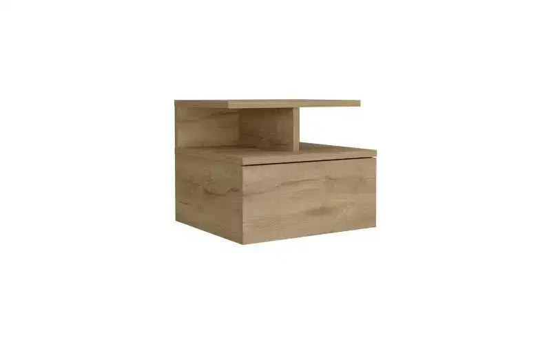 Wall-Mounted Floating Nightstand with 2-Tier Shelf and Drawer