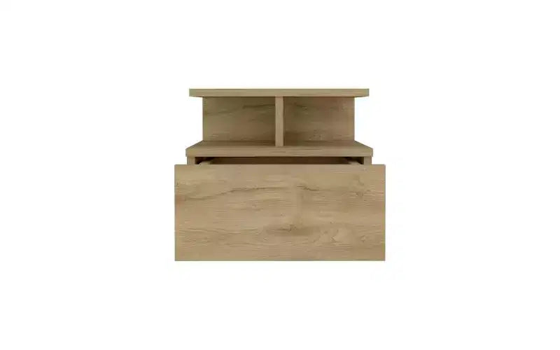 Wall-Mounted Floating Nightstand with 2-Tier Shelf and Drawer