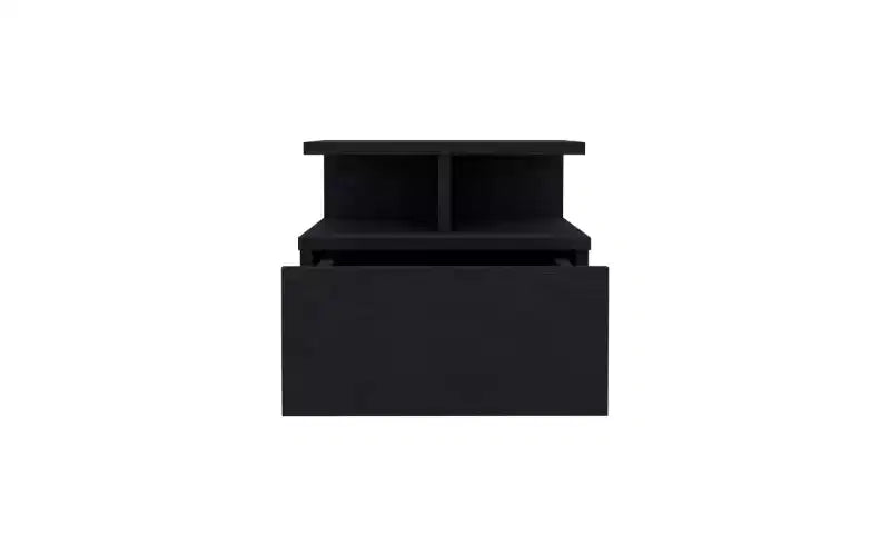 Wall-Mounted Floating Nightstand with 2-Tier Shelf and Drawer