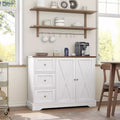 Farmhouse Sideboard with Barn Doors, Buffet Cabinet with 3 Drawers & Open Shelves