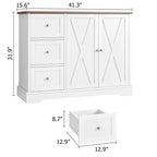 Farmhouse Sideboard with Barn Doors, Buffet Cabinet with 3 Drawers & Open Shelves
