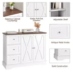 Farmhouse Sideboard with Barn Doors, Buffet Cabinet with 3 Drawers & Open Shelves