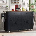 GDFStudio Paden 53.5 Farmhouse Kitchen Storage Island with Power Supply, Drop Leaf and Wheels