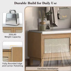 43" Rattan Entryway Bench with Storage and Cushion